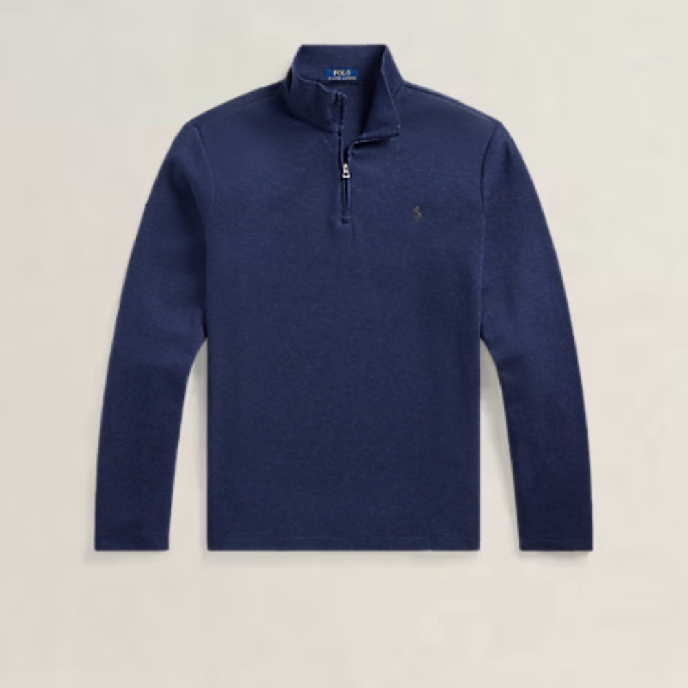 Polo Ralph Lauren Jacquard Quarter-Zip Pullover, Spring Navy Heather, Size XL